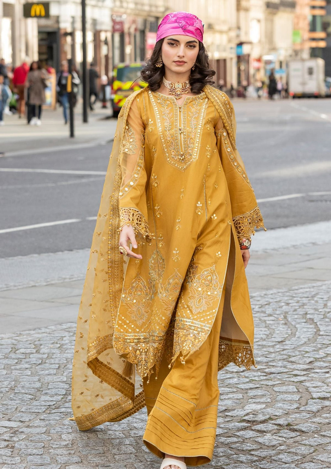 Meem | Luxury Eid Lawn 24 | MD-03 MUSTARD - Pakistani Clothes for women, in United Kingdom and United States