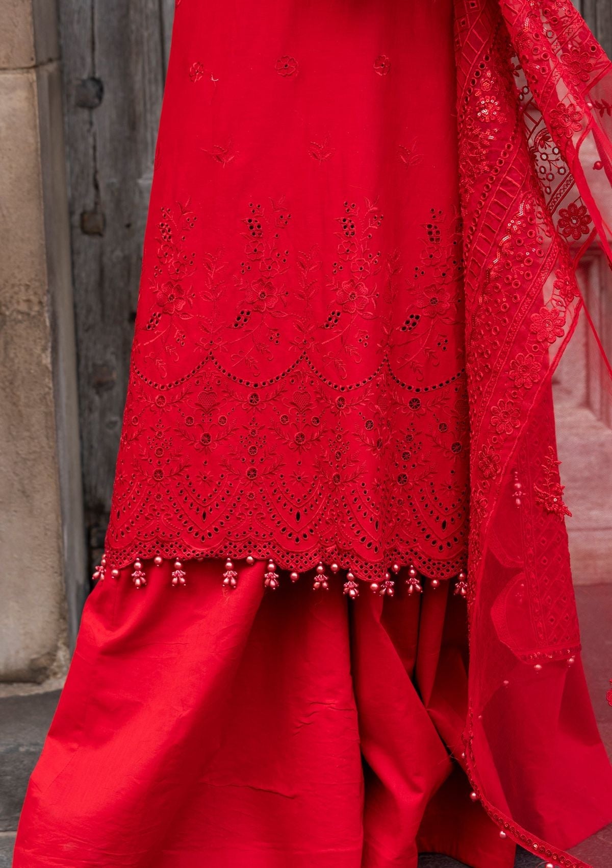 Meem | Luxury Eid Lawn 24 | MD-10 RED - Pakistani Clothes for women, in United Kingdom and United States