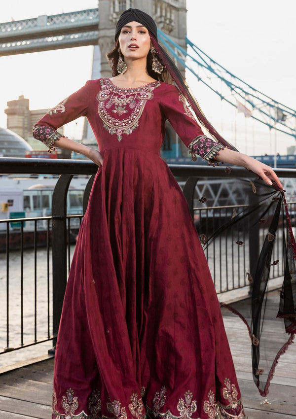 Meem | Luxury Eid Lawn 24 | MD-11 MAROON - Hoorain Designer Wear - Pakistani Ladies Branded Stitched Clothes in United Kingdom, United states, CA and Australia