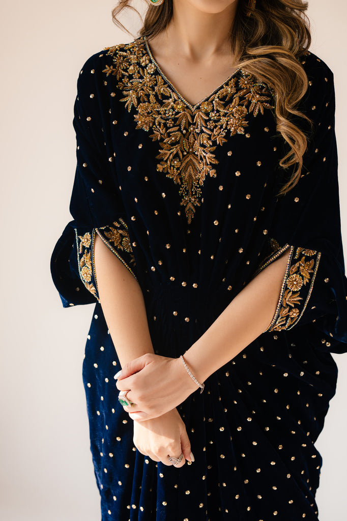 Sammy K | Velvet Festive Edit | Navy Blue Caftan