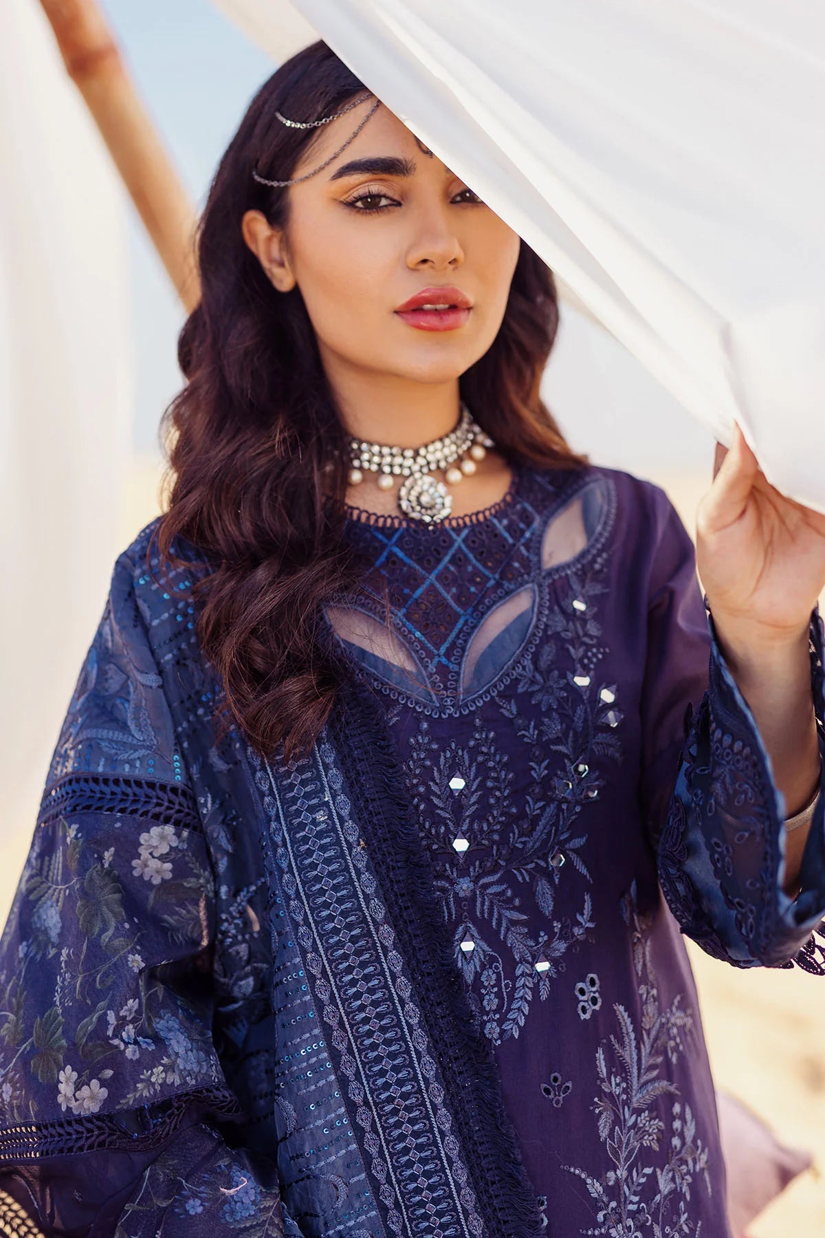 Nureh | Sehra Swiss Voil Lawn | NILE BLUE - NE-77 - Pakistani Clothes for women, in United Kingdom and United States