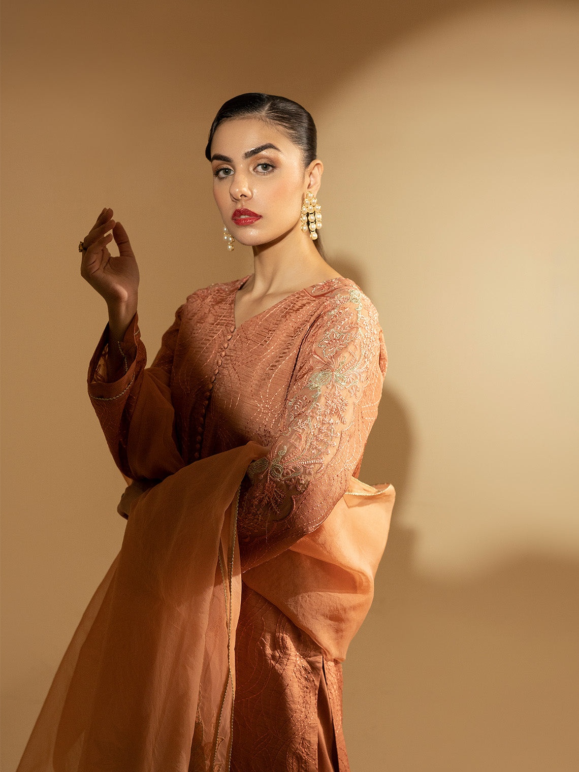 Fozia Khalid | Eid Edit 24 | Peach Hues - Pakistani Clothes for women, in United Kingdom and United States