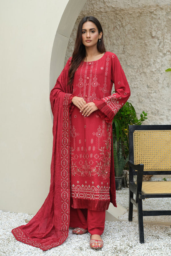 Marjjan | Aangan Embroidered Viscose |  SKC-100 (RED)