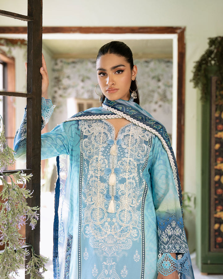 Roheenaz | Flora Printed Lawn | Azure - Hoorain Designer Wear - Pakistani Designer Clothes for women, in United Kingdom, United states, CA and Australia