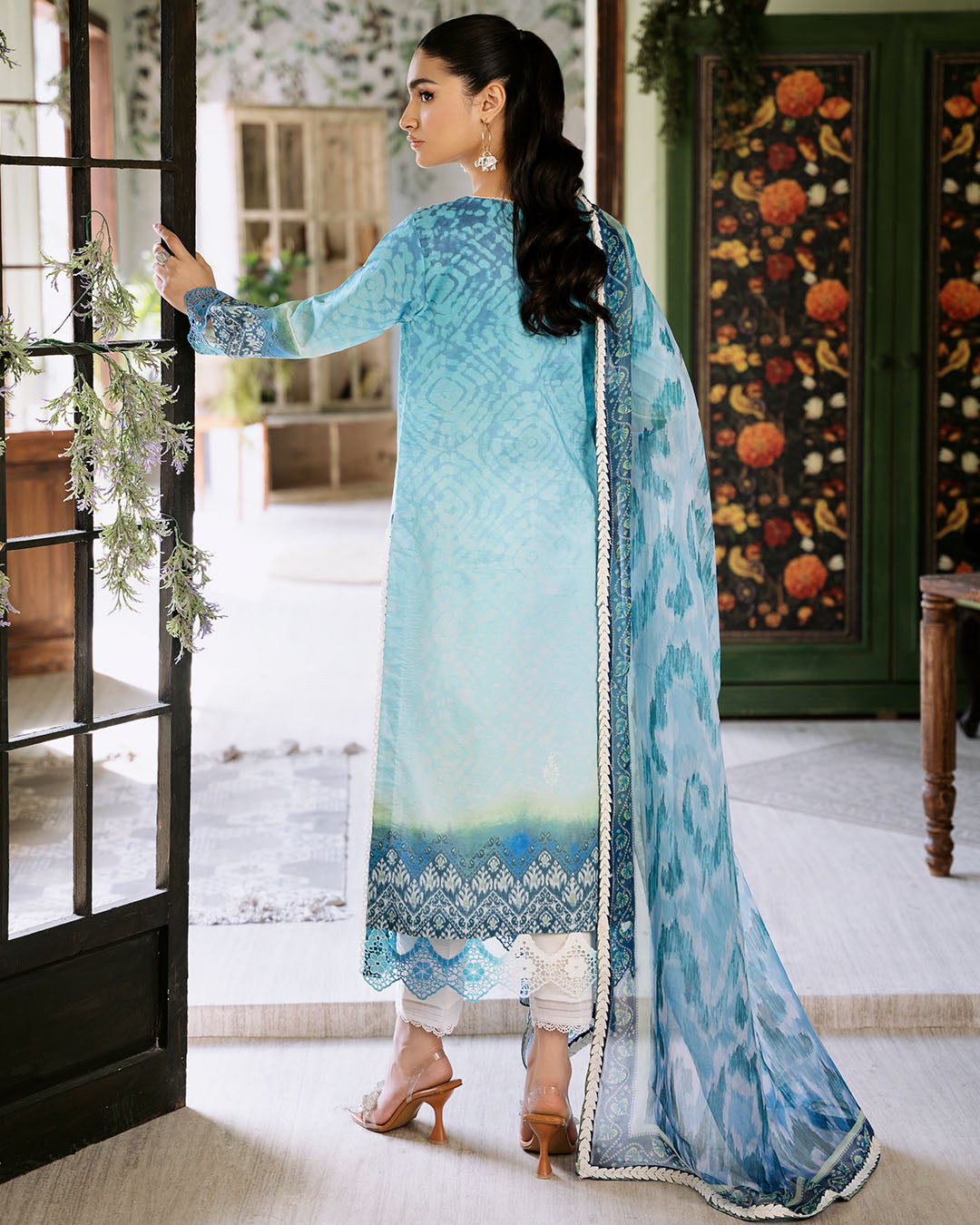 Roheenaz | Flora Printed Lawn | Azure - Pakistani Clothes for women, in United Kingdom and United States