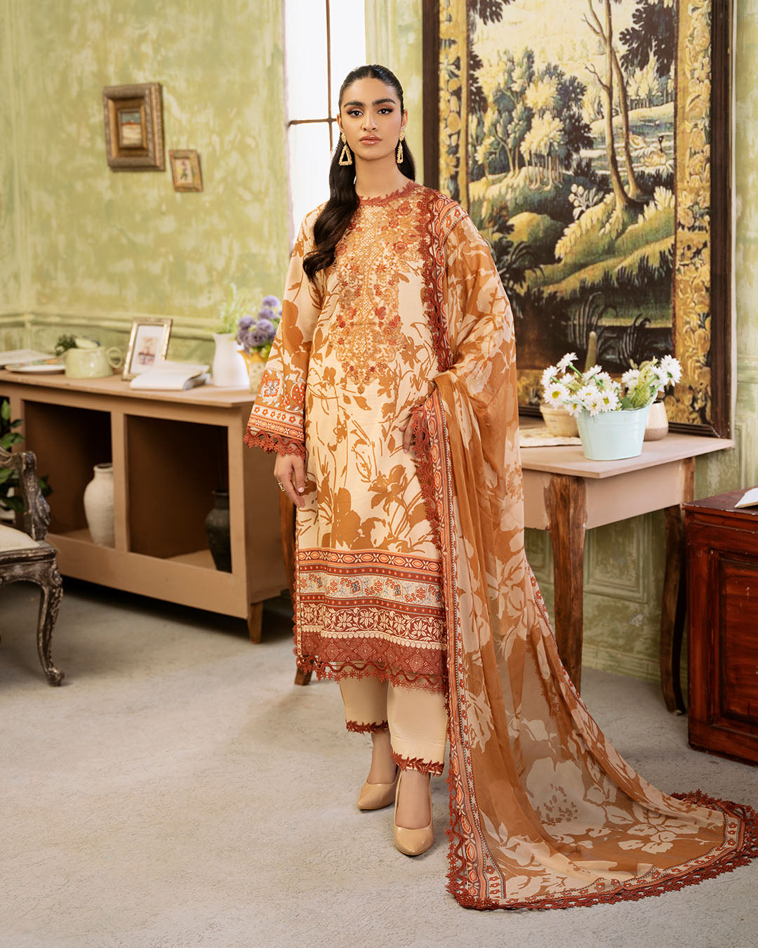 Roheenaz | Flora Printed Lawn | Harmonia - Pakistani Clothes for women, in United Kingdom and United States