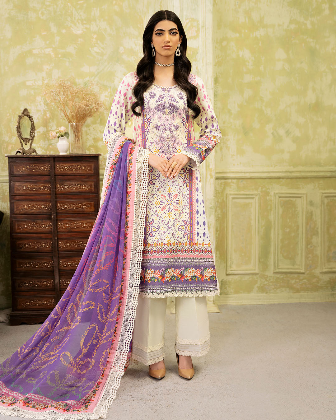 Roheenaz | Flora Printed Lawn | Evangeline - Pakistani Clothes for women, in United Kingdom and United States