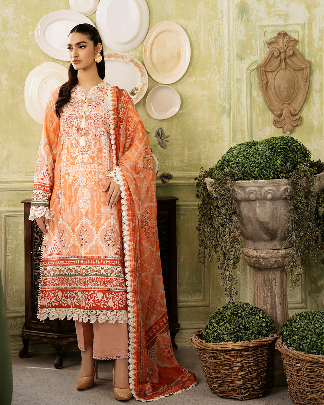 Roheenaz | Flora Printed Lawn | Cascade - Pakistani Clothes for women, in United Kingdom and United States