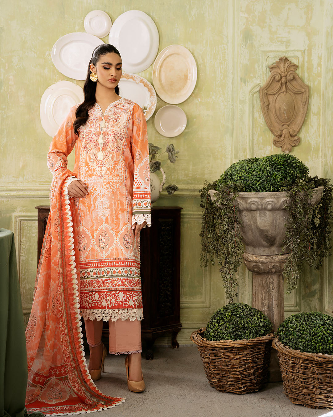 Roheenaz | Flora Printed Lawn | Cascade - Pakistani Clothes for women, in United Kingdom and United States