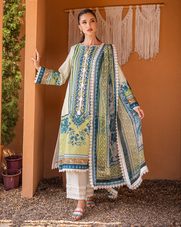 Roheenaz | Azalea Printed Lawn 24 | Ivory Elegance - Hoorain Designer Wear - Pakistani Ladies Branded Stitched Clothes in United Kingdom, United states, CA and Australia