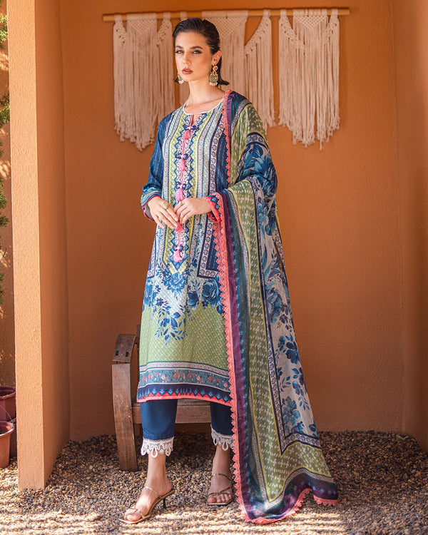 Roheenaz | Azalea Printed Lawn 24 | Mirage Mesh - Pakistani Clothes for women, in United Kingdom and United States