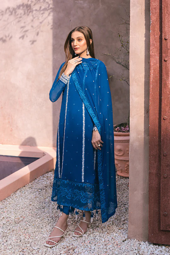Azure | Embroidered Ensembles 3 Pcs | Radiant Sky - Hoorain Designer Wear - Pakistani Ladies Branded Stitched Clothes in United Kingdom, United states, CA and Australia