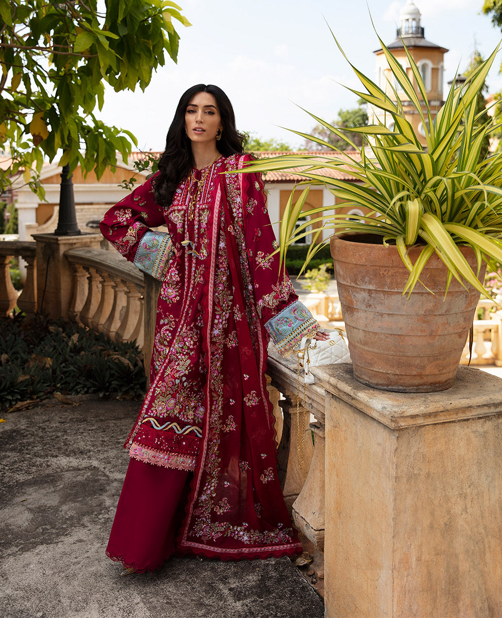 Republic Womenswear | Ilana Eid Luxury Lawn | Rouge - Pakistani Clothes for women, in United Kingdom and United States