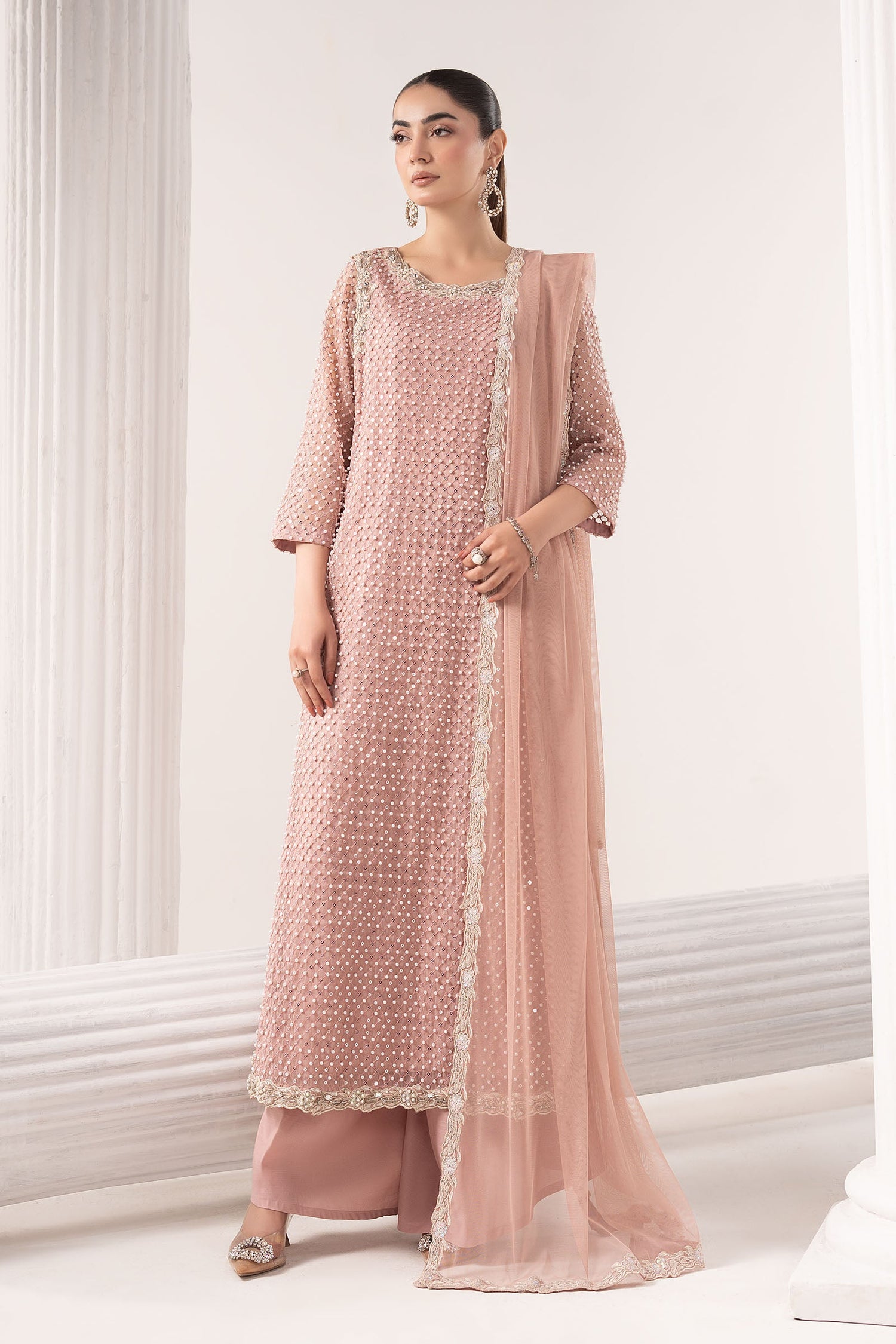 Formals - Pakistani Formal Dresses and Clothes - United Kingdom  Tagged "Dusty  Pink"  Hoorain Designer Wear