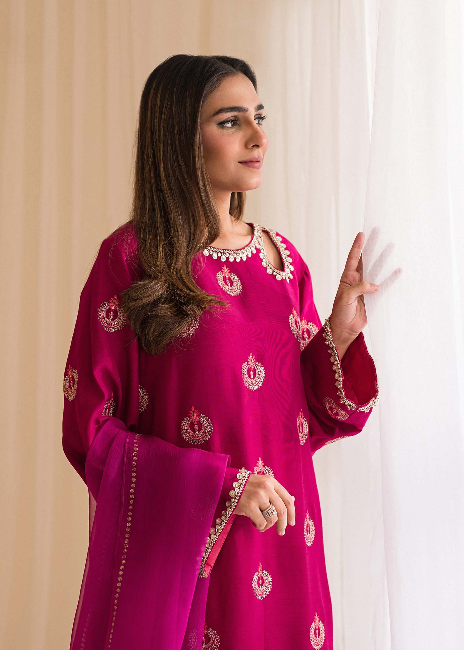 Sadaf Fawad Khan | Lyla Festive Pret | Punchy Pink - Pakistani Clothes for women, in United Kingdom and United States