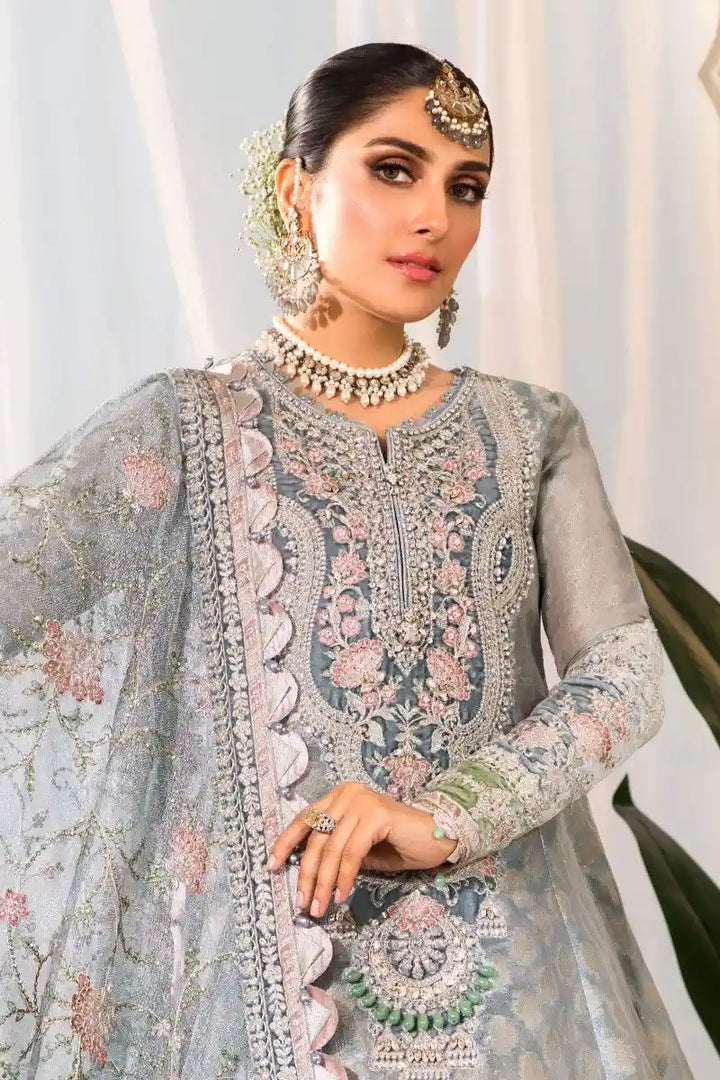 Maria B | Embroidered Collection ’22 | Pearl Blue and Ash Pink (BD-2403) - Hoorain Designer Wear - Pakistani Ladies Branded Stitched Clothes in United Kingdom, United states, CA and Australia