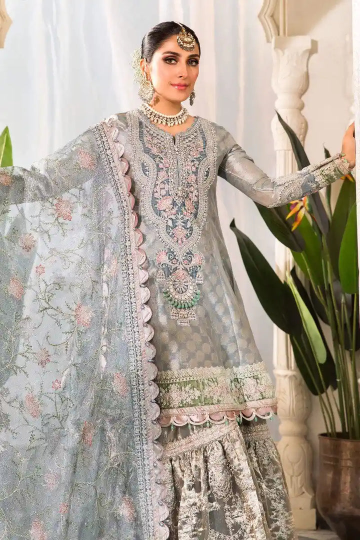 Maria B | Embroidered Collection ’22 | Pearl Blue and Ash Pink (BD-2403) - Hoorain Designer Wear - Pakistani Ladies Branded Stitched Clothes in United Kingdom, United states, CA and Australia