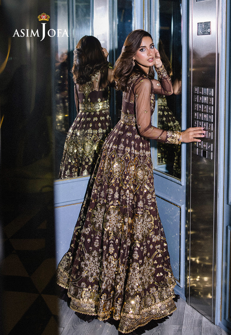Asim Jofa | Festive Collection 25 | AJFF-07 L / Chocolate Brown / Net