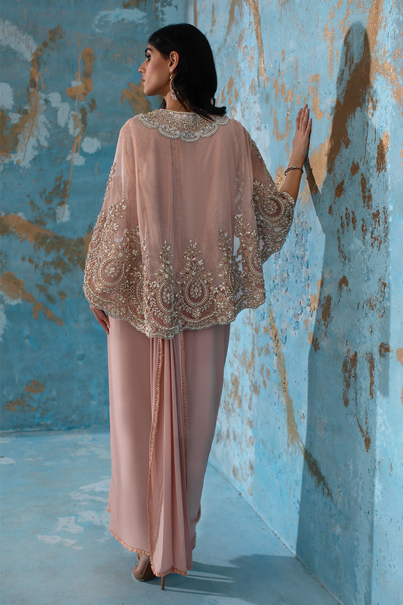 Wardha Saleem | Luxury Pret Fusion Wear | ROSALIE - FORMAL CAPE WITH DRAPE (2 PC)