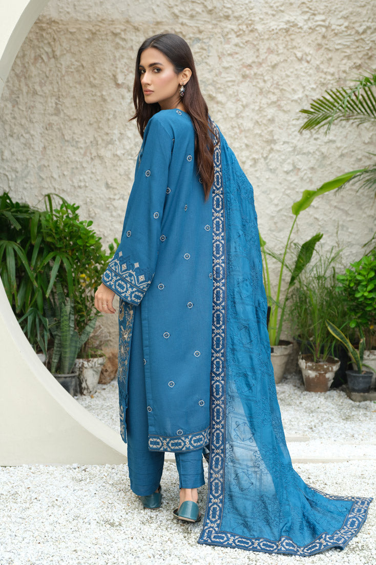 Marjjan | Aangan Embroidered Viscose |  SKC-100 (TEAL BLUE)