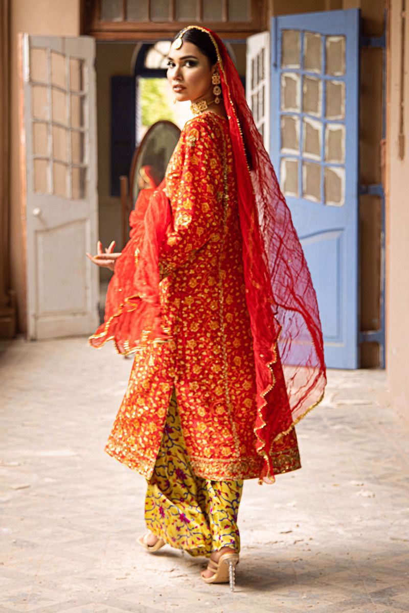 The Pink Tree Company | Wedding Wear | TANGERINE IN RED - Pakistani Clothes for women, in United Kingdom and United States