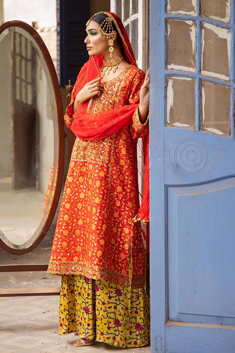 The Pink Tree Company | Wedding Wear | TANGERINE IN RED - Pakistani Clothes for women, in United Kingdom and United States