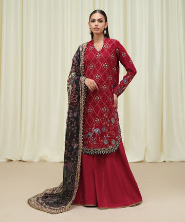 Sapphire | Fall Winter 25 |3 Piece - Embroidered Velvet Suit U3FELX25V621
