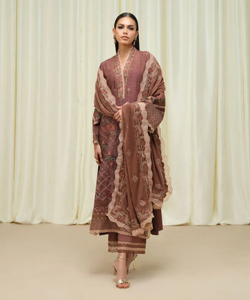 Sapphire | Fall Winter 25 | 3 Piece - Embroidered Raw Silk Suit U3FELX25V639