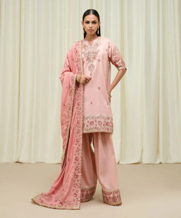 Sapphire | Fall Winter 25 | 3 Piece - Embroidered Raw Silk Suit U3FELX25V643