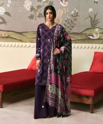 Sapphire | Fall Winter 25 |3 Piece - Embroidered Raw Silk Suit U3FELX25V845