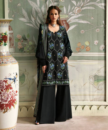 Sapphire | Fall Winter 25 | 3 Piece - Embroidered Raw Silk Suit U3FELX25V847