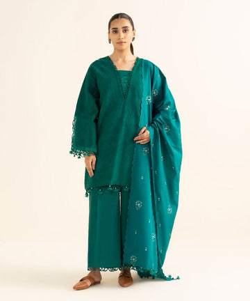 Sapphire | Fall Winter 25 |3 Piece - Embroidered Cotton Jacquard Suit U3PEJQ25V821