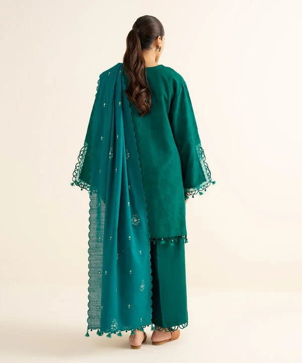 Sapphire | Fall Winter 25 |3 Piece - Embroidered Cotton Jacquard Suit U3PEJQ25V821