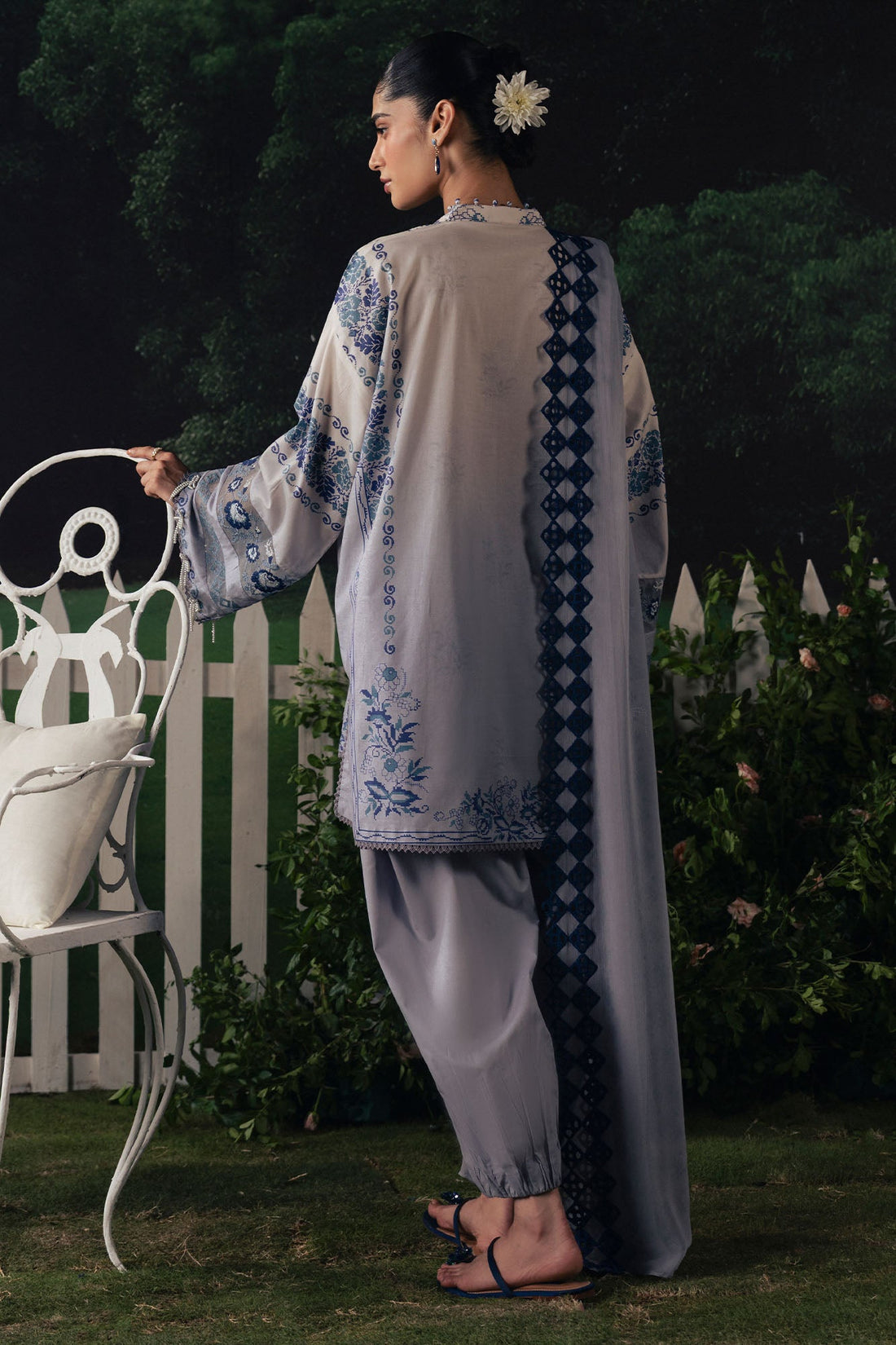 Cross Stitch | The Moonsoon Edit 26 | AZURE BLOOM-3PC PRINTED SUIT