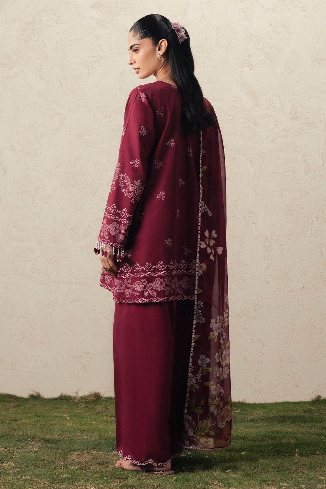 Cross Stitch | The Moonsoon Edit 26 | VELVET WHISPER-3PC PRINTED SUIT