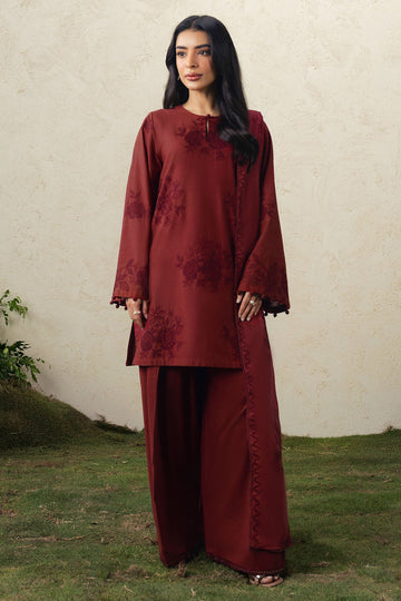 Cross Stitch | The Moonsoon Edit 26 | CRIMSON BLOOM-3PC EMBROIDERED SUIT