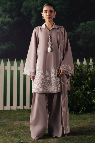 Cross Stitch | The Moonsoon Edit 26 | MAUVE WHISPER-3PC EMBROIDERED SUIT