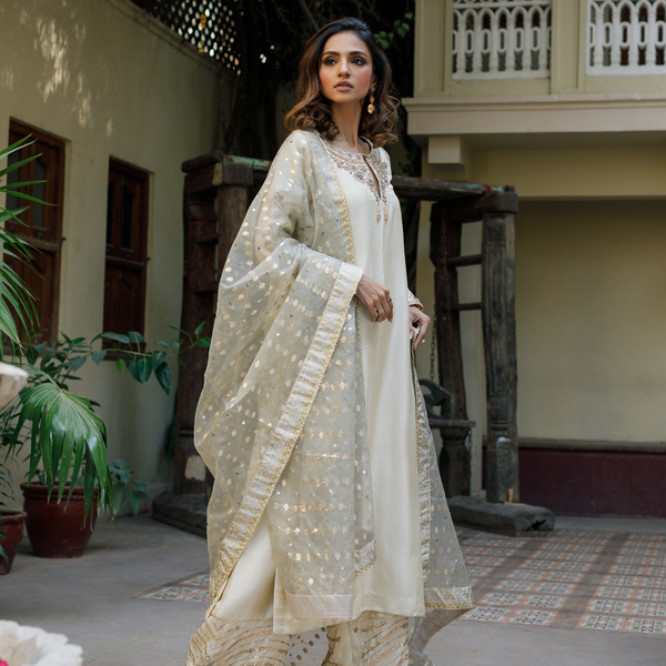 Wahajmkhan | Bahar Begum Formals | IVORY RAW BAHAR - Pakistani Clothes for women, in United Kingdom and United States