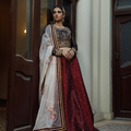 Wahajmkhan | Bahar Begum Formals | BLACK & MAROON BEGUM LEHNGA - Pakistani Clothes for women, in United Kingdom and United States