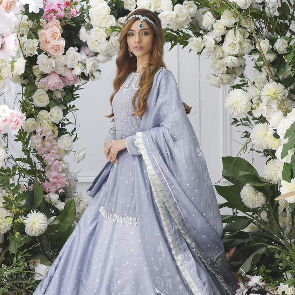 Wahajmkhan | Eden wedding Formals | PERIWINKLE PEPLUM & LENGA - Pakistani Clothes for women, in United Kingdom and United States