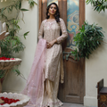 Wahajmkhan | Bahar Begum Formals | IVORY ROSE GOLD GOTTA JORA - Pakistani Clothes for women, in United Kingdom and United States