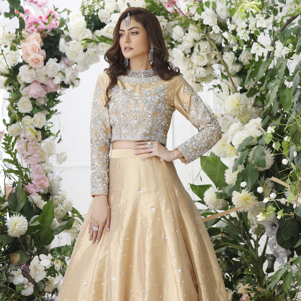 Wahajmkhan | Eden wedding Formals | ANTIQUE GOLD LENGA & CHOLI - Pakistani Clothes for women, in United Kingdom and United States