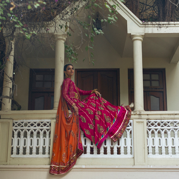 Wahajmkhan | Bahar Begum Formals | MAGENTA BLOCK ANARKALI - Pakistani Clothes for women, in United Kingdom and United States