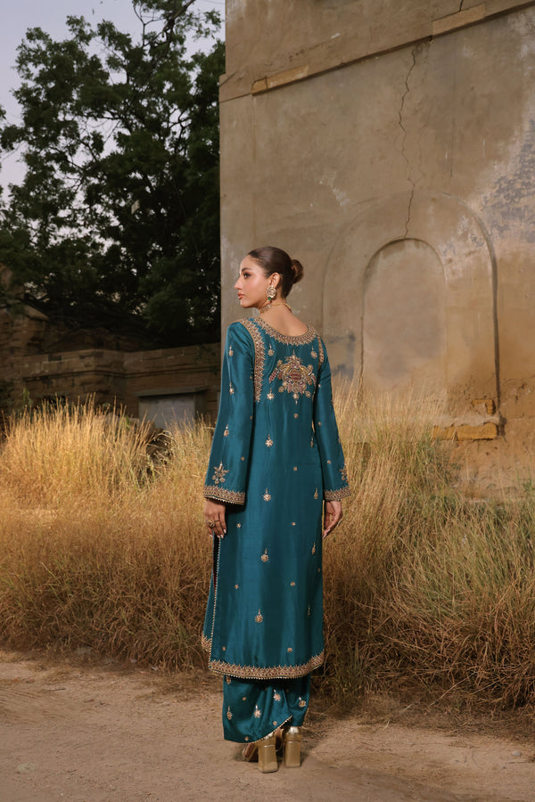 Wahaj M Khan | Banno Formals |  Teal Maroori set