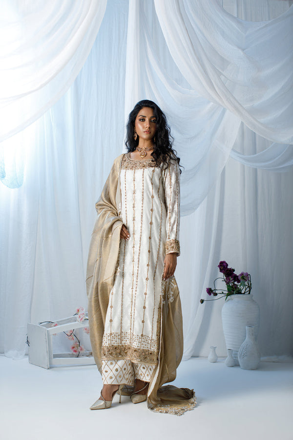 Wahaj M Khan | Zohra Drop 2 Formals | White & Gold Zohra Outfit