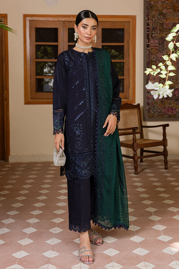 Marjjan | Aangan Embroidered Viscose |  PEV-23 A (NAVY BLUE)