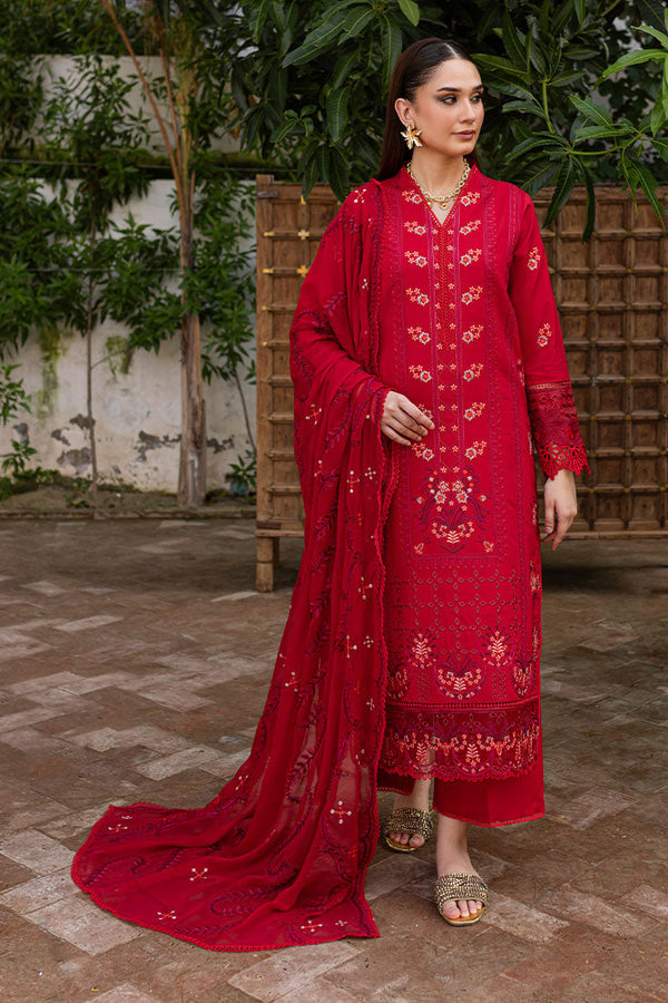 Marjjan | Aangan Embroidered Viscose |  PEV-24 B (RED)