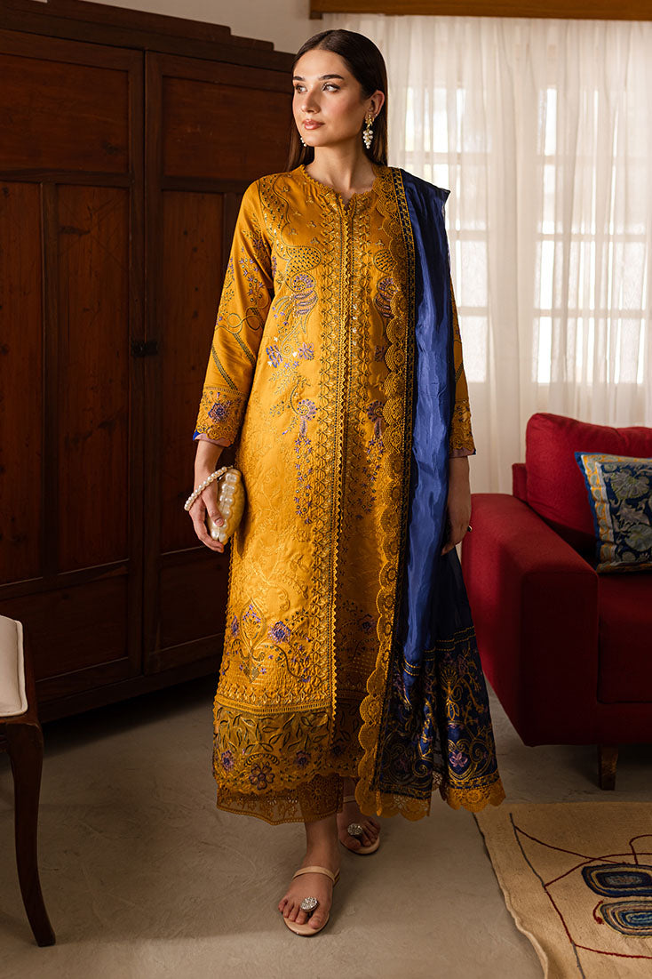 Marjjan | Aangan Embroidered Viscose |  PEV-19 A (MUSTARD)