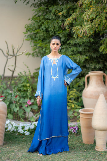 Wahaj M Khan | Pari Collection | Blue Shaded Sheesha Outfit