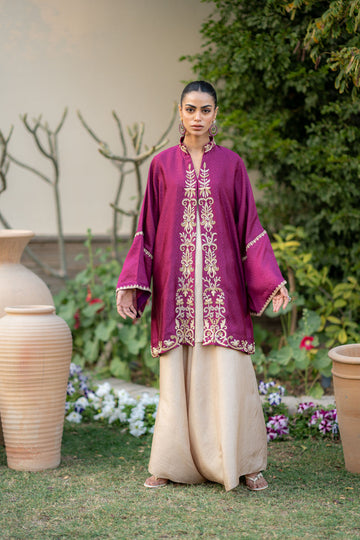 Wahaj M Khan | Pari Collection | Magenta cape Pari Outfit